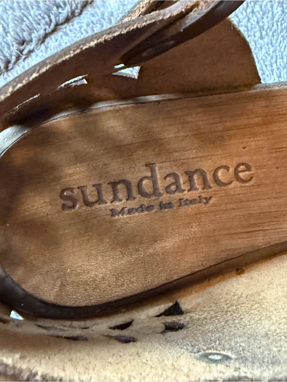 Sundance Brown Laser-Cut Peep-Toe flat Ankle Strap Sandals. 40 made in Italy. - Picture 2 of 16